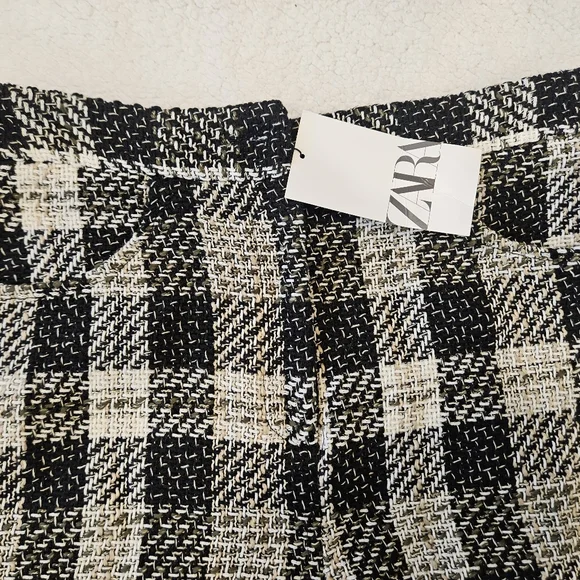 Zara Textured Weave Plaid Shorts SIZE L 2214/120/070 - Picture 7 of 7